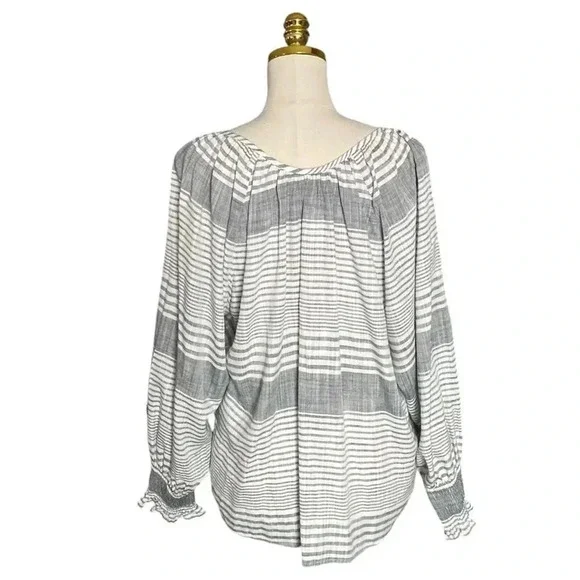 TOMMY BAHAMA | Lucia Grey and White Striped Top Size S - Picture 6 of 9